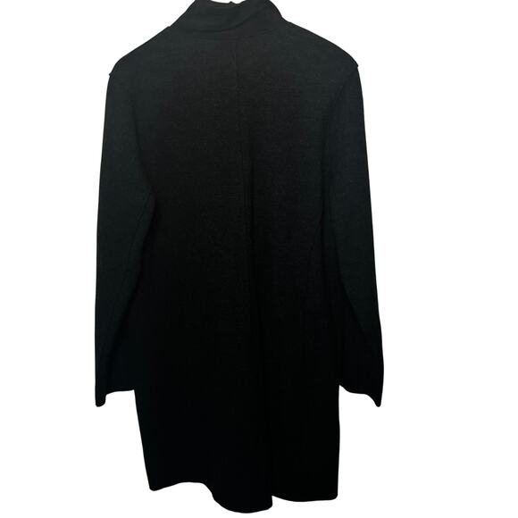 Eileen Fisher Coat Wool Lamb Leather Trim Black Button Front Office Pockets Xl - Picture 5 of 9
